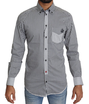 Dolce & Gabbana Black White Checkered Casual Shirt