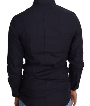Dolce & Gabbana Navy Blue Cotton Formal Dress Shirt
