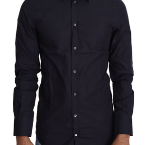 Dolce & Gabbana Navy Blue Slim Fit Gold Series Dress Shirt