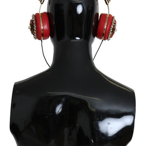 Dolce & Gabbana Exquisite Red Crystal Leather Headphones