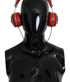 Dolce & Gabbana FRENDS Leather Red Floral Crystal Headset Headphones