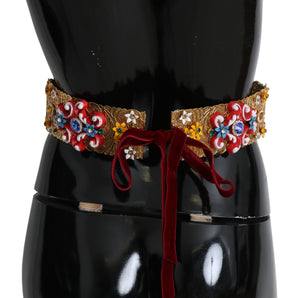 Dolce &amp; Gabbana Gold-Tone Floral Crystal Waist Belt