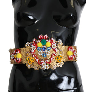 Dolce &amp; Gabbana Gold-Tone Floral Crystal Waist Belt