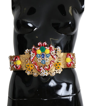Dolce & Gabbana multicolor Embellished Floral Crystal Wide Waist Belt Dolce & Gabbana 