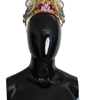 Dolce & Gabbana Gold Brass Floral Crystals LED Lights Crown Tiara Diadem Dolce & Gabbana 