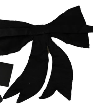 Dolce & Gabbana Silver Tone 100% Silk Crystal Embellished Women Bowtie Dolce & Gabbana 