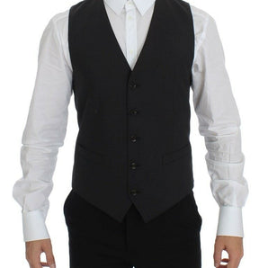 Dolce &amp; Gabbana Elegant Gray Wool Blend Dress Vest