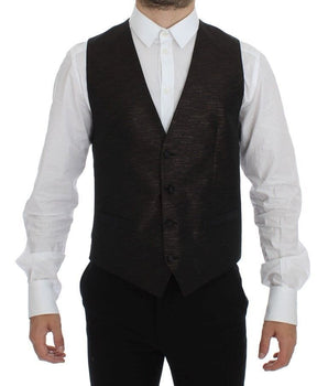Dolce & Gabbana Elegant Brown Black Wool Blend Dress Vest Dolce & Gabbana 