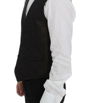 Dolce & Gabbana Elegant Brown Black Wool Blend Dress Vest Dolce & Gabbana 