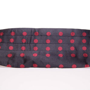 Dolce &amp; Gabbana Exquisite Black Silk Cummerbund with Red Polka Dots