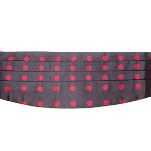 Dolce &amp; Gabbana Exquisite Black Silk Cummerbund with Red Polka Dots