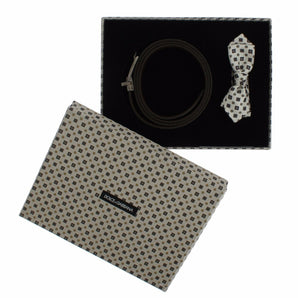 Dolce &amp; Gabbana Elegant Baroque Silk Tie &amp; Leather Belt Set