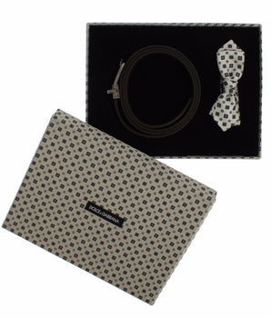 Dolce & Gabbana Elegant Baroque Silk Tie & Leather Belt Set Dolce & Gabbana 
