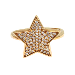 Nialaya Elegant Gold-Plated Sterling Silver Ring with CZ Crystals