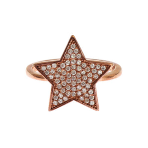 Nialaya Dazzling Pink Gold Plated Sterling Silver CZ Ring