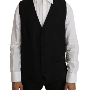 Dolce & Gabbana Elegant Black Formal Wool Blend Vest