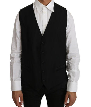 Dolce & Gabbana Elegant Black Formal Wool Blend Vest Dolce & Gabbana 