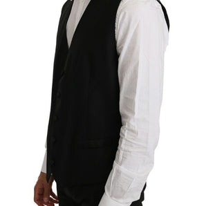 Dolce & Gabbana Elegant Black Formal Wool Blend Vest