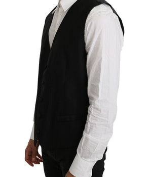 Dolce & Gabbana Elegant Black Formal Wool Blend Vest Dolce & Gabbana 
