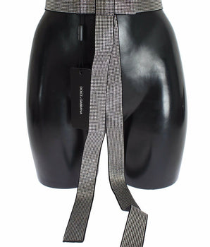 Dolce & Gabbana Black Silk Crystal Bow Waist Belt Elegance Dolce & Gabbana 