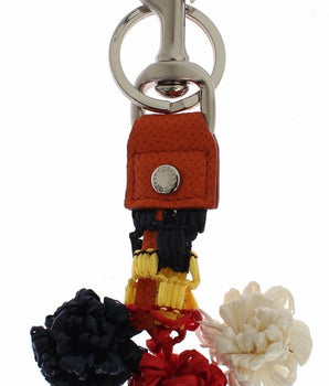 Dolce & Gabbana Multicolor Raffia Leather Clasp Finder Chain Keyring Dolce & Gabbana 