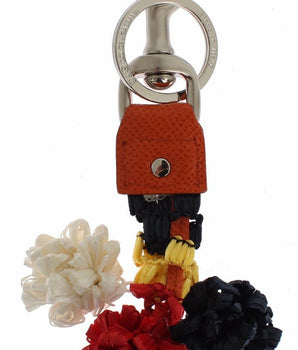 Dolce & Gabbana Multicolor Raffia Leather Clasp Finder Chain Keyring Dolce & Gabbana 