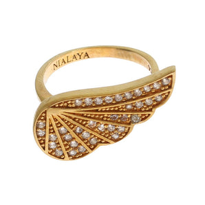 Anillo de cristal chapado en oro glamoroso de Nialaya