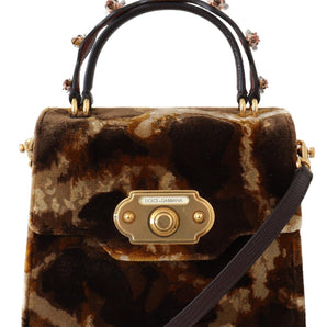 Dolce &amp; Gabbana Elegant Giraffe Pattern Welcome Bag with Gold Accents