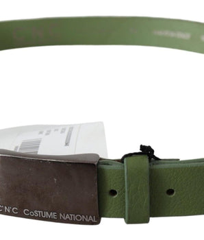 Costume National Chic Green Leather Waist Belt with Silver Buckle Costume National 