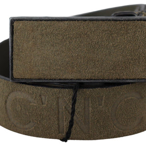 Custom National Chic Army Green Velvet Buckle Leather Belt