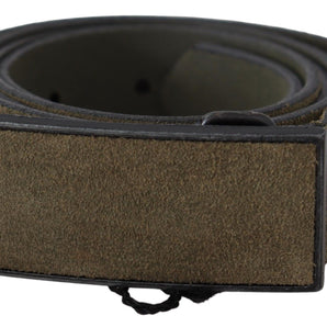 Custom National Chic Army Green Velvet Buckle Leather Belt