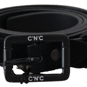 Custom National Black Leather Velvet Buckle Waist Belt