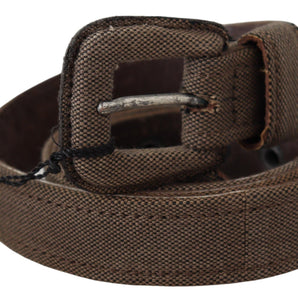 Custom National Brown Leather Logo Buckle Waist Belt