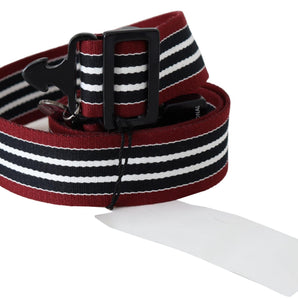 Costume National Striped Leather Fashion Belt in Black &amp; Red