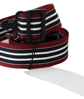 Costume National Maroon Black Stripe Silver Black Buckle Belt Costume National 