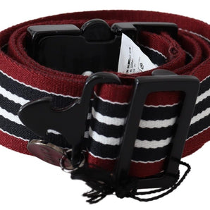 Costume National Striped Leather Fashion Belt in Black &amp; Red