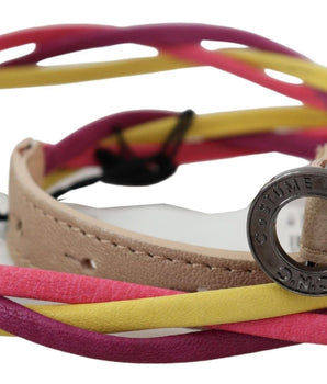 Costume National Multicolor Twisted Leather Circle Buckle Belt Costume National 