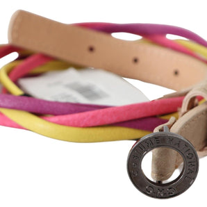 Custom National Multicolor Twisted Leather Circle Buckle Belt