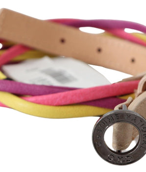 Costume National Multicolor Twisted Leather Circle Buckle Belt Costume National 