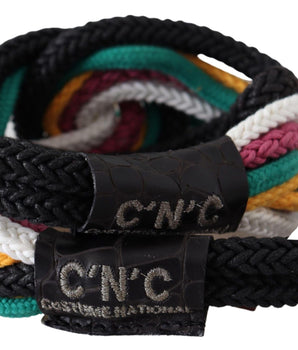 Costume National Multicolor Rope Leather Rustic Hook Buckle Belt Costume National 