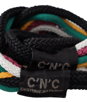 Costume National Multicolor Rope Leather Rustic Hook Buckle Belt Costume National 