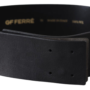 GF Ferre Elegant Solid Black Leather Belt