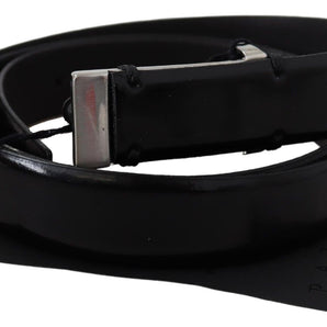 PLEIN SUD Elegant Black Leather Waist Belt