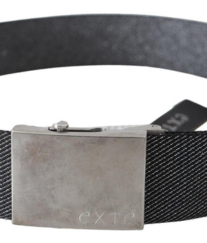 Exte Black Silver Metal Brushed Buckle Waist Belt Exte 