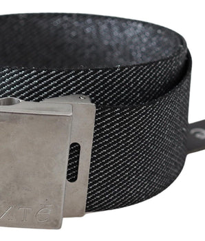Exte Black Silver Metal Brushed Buckle Waist Belt Exte 