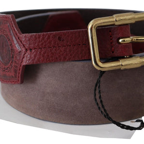 GF Ferre Elegant Brown Leather Belt with Gold Buckle