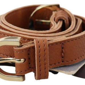 Scervino Street Elegant Brown Leather Double Buckle Belt