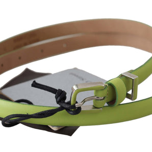 Scervino Street Classic Green Leather Belt with Silver-Tone Hardware