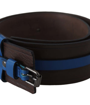 Costume National Brown Thin Blue Line Leather Buckle Belt Costume National 