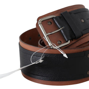 Costume National Elegant Leather Fashion Belt in Brown Black